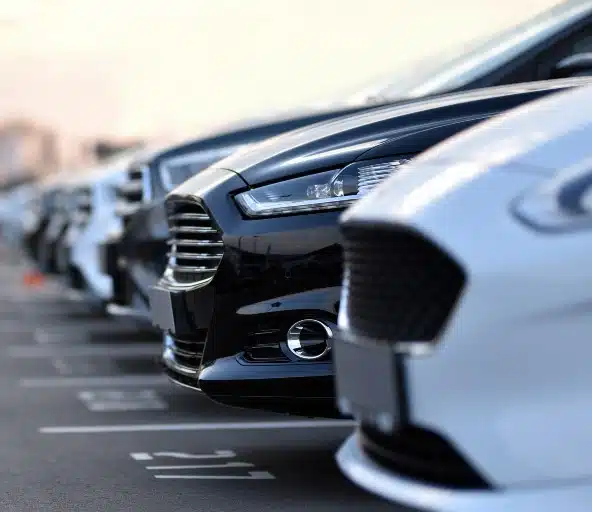 rental cars lined up in a row